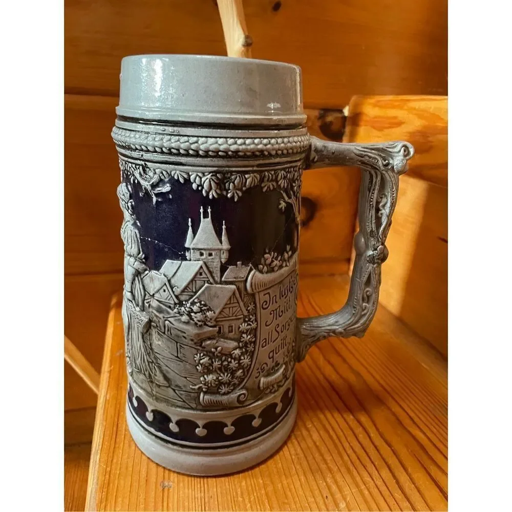 Gerz German Beer Stein Blue